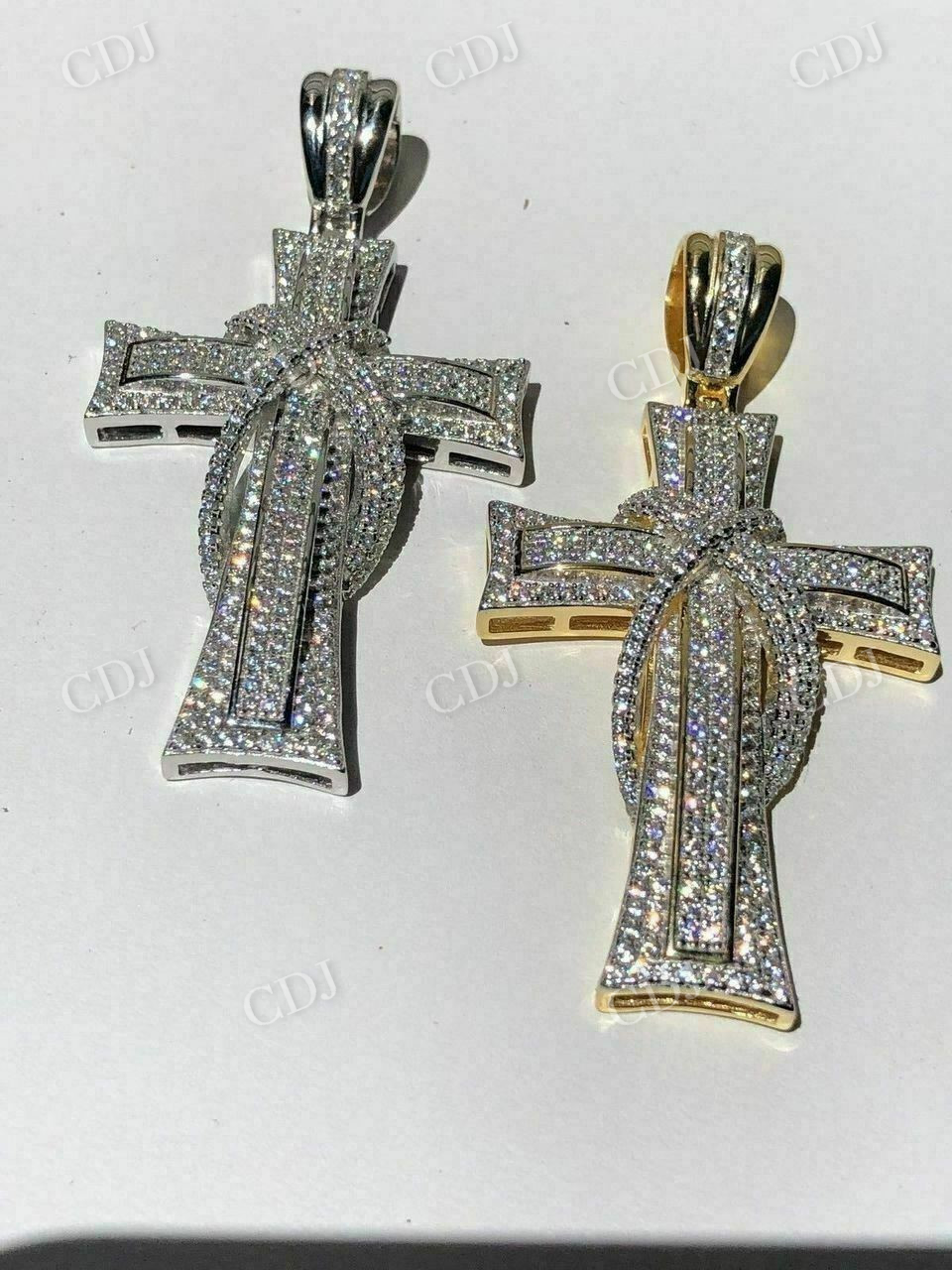 14k Gold Cross Crucifix ICY Diamond Mens Pendant  customdiamjewel   