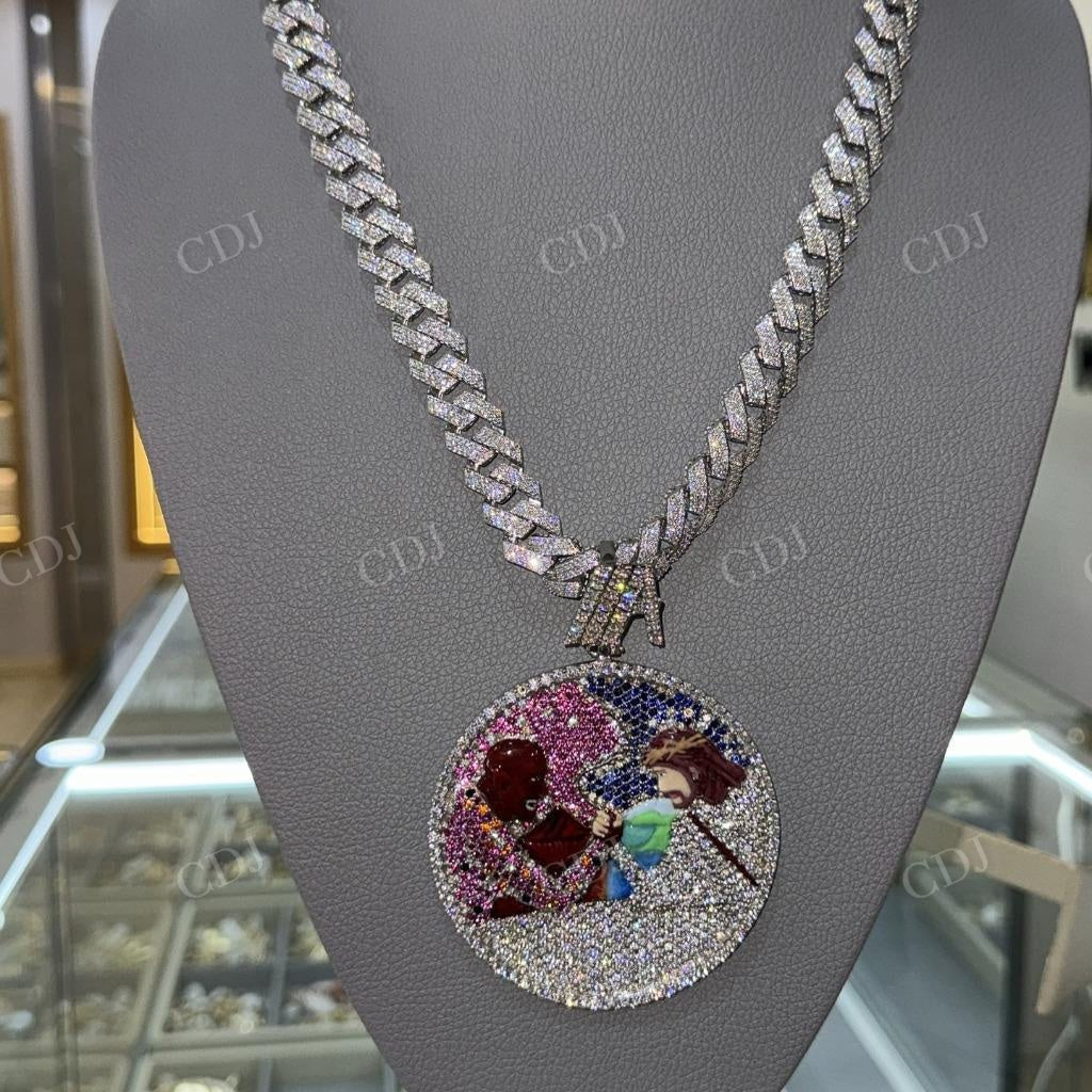 Fully iced Out Colored Diamond Hip Hop Circle Pendant hip hop jewelry CustomDiamJewel   