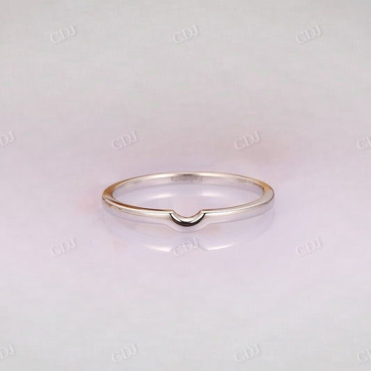 Simple Stacking Curved White Gold Wedding Band  customdiamjewel   