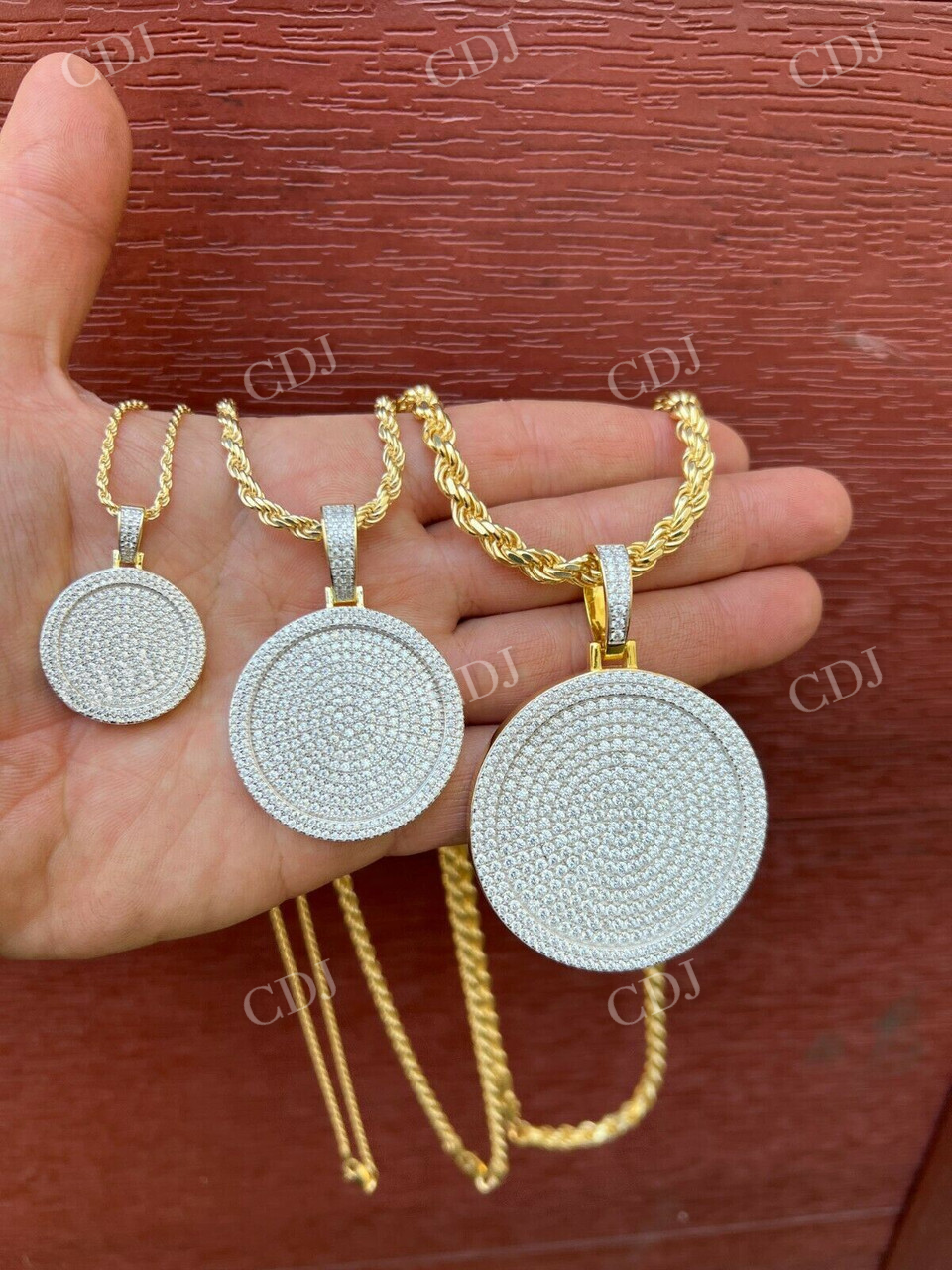 Silver Out Iced Round Hip Hop Medallion Pendant  customdiamjewel   