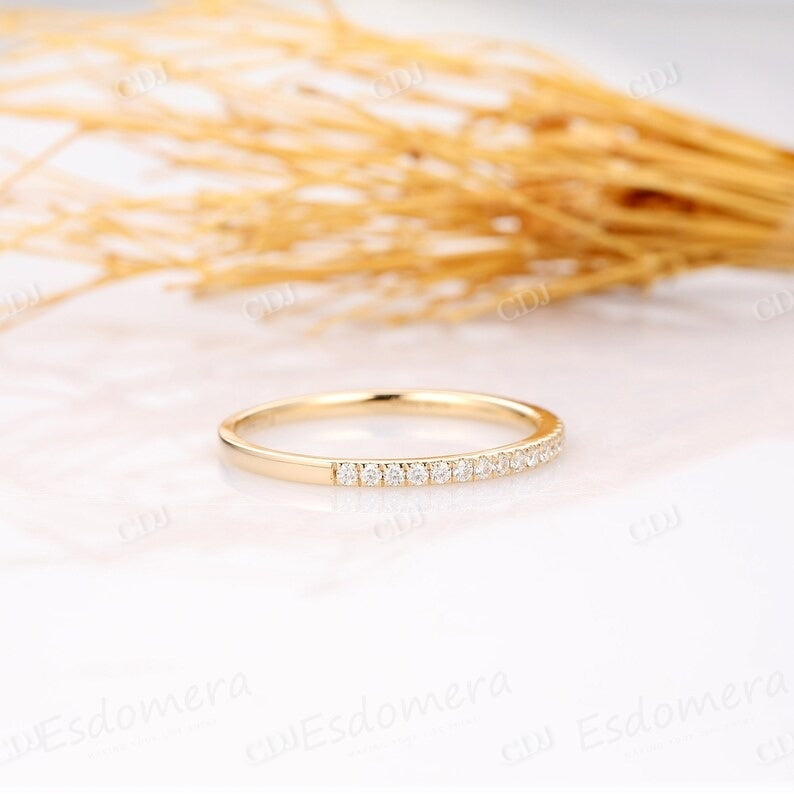 Round Lab Grown Diamond White Gold Wedding Band Wedding Band customdiamjewel   