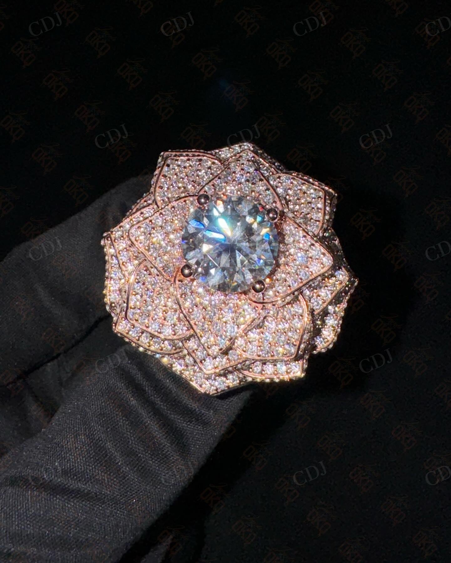 Customized Moissanite Rose Gold Plated Sterling Silver Ring  customdiamjewel   