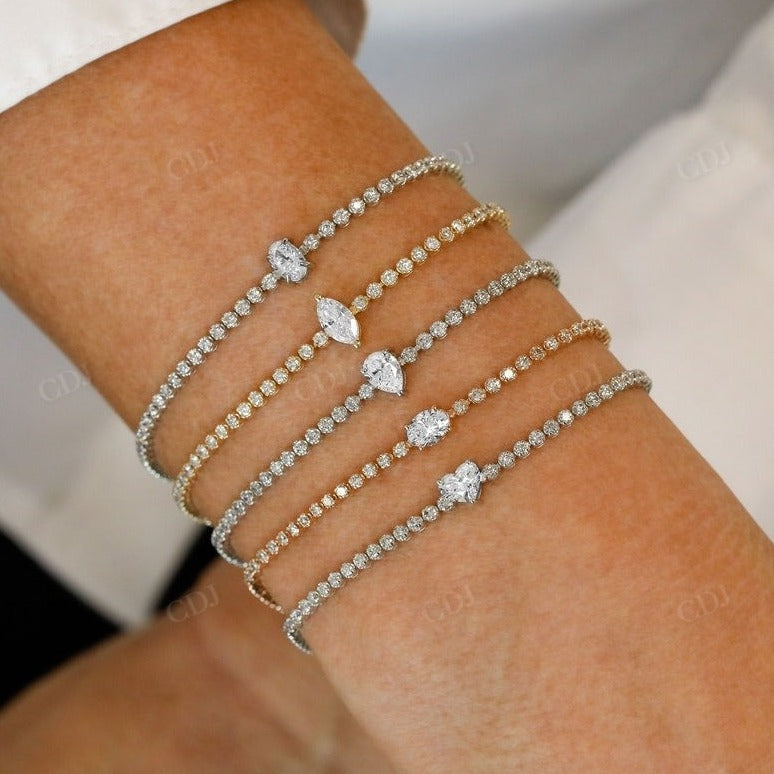 Fancy Shape Lab Grown Diamond Tennis Bracelet  customdiamjewel   