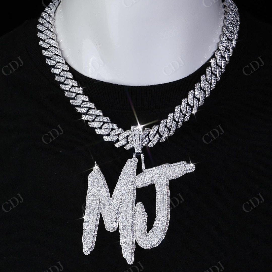 Iced Out Diamond Letter Pendant hip hop jewelry CustomDiamJewel   