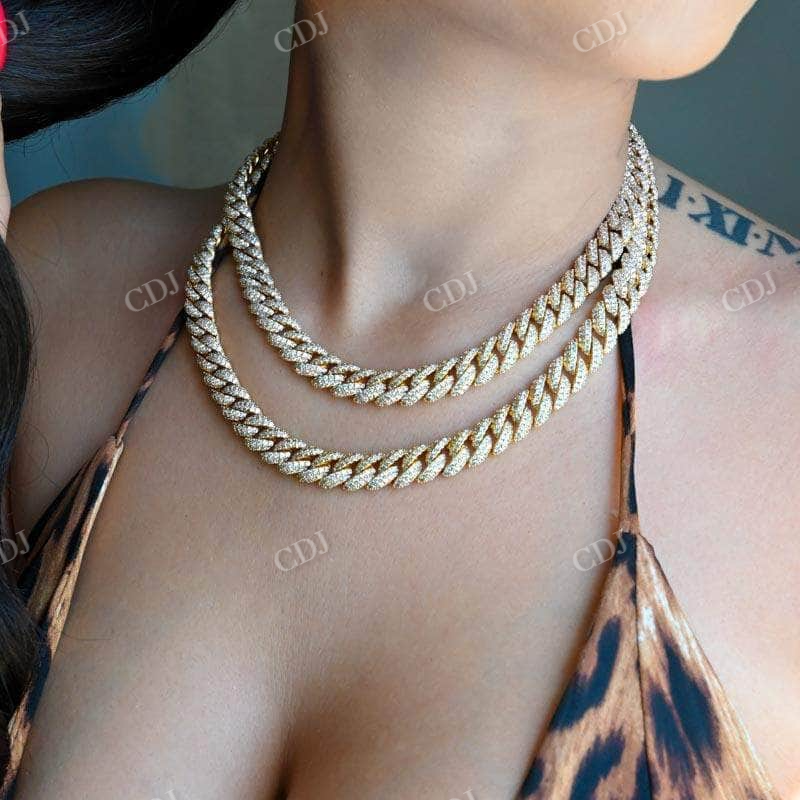 New Style Yellow Gold Women Cuban Link Chain  customdiamjewel   