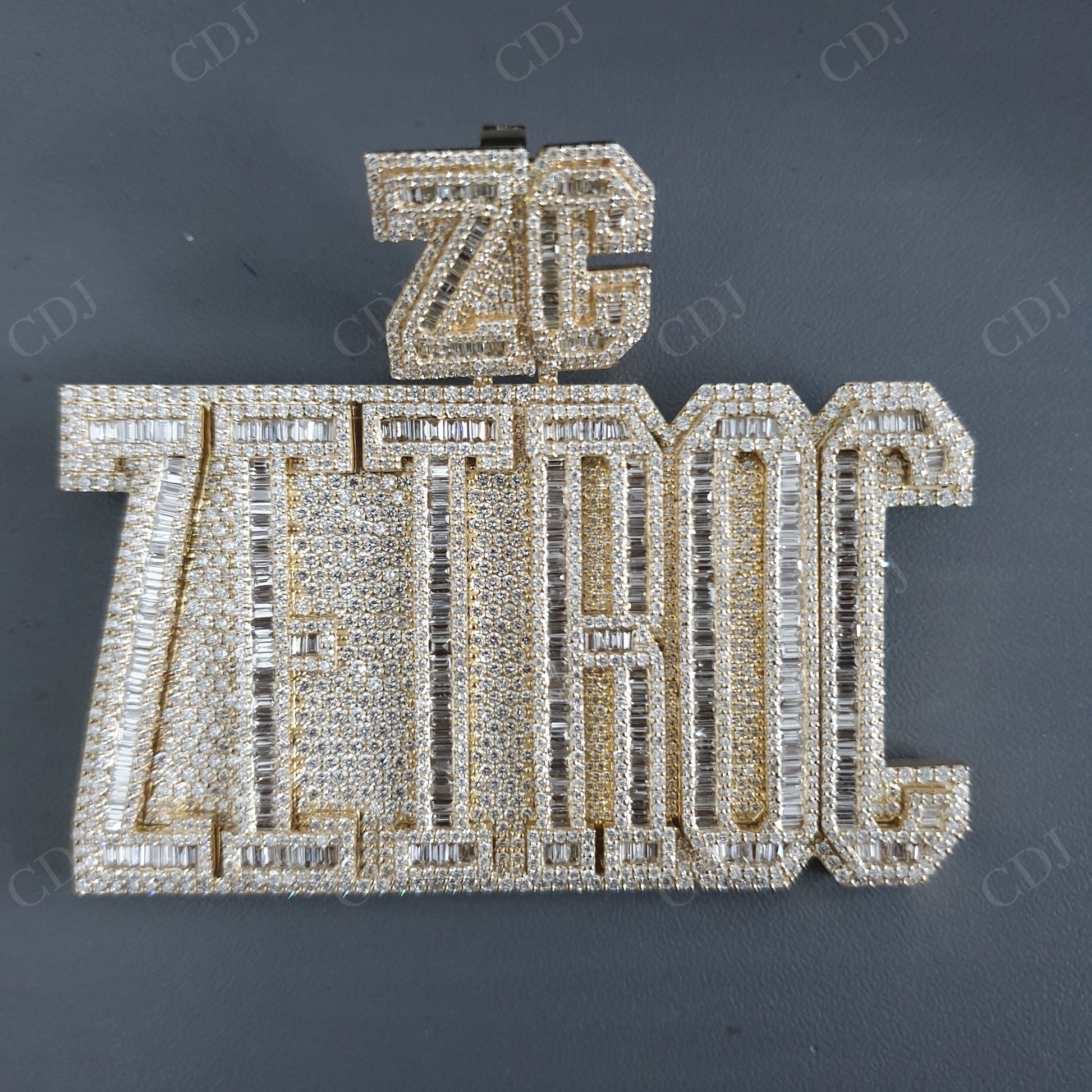 10K Yellow Gold ZEIROC Lab Grown Diamond Hip Hop Pendant hip hop jewelry customdiamjewel   