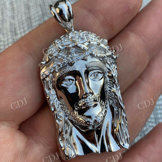 925 Sterling Silver Jesus Diamond Pendant  customdiamjewel   