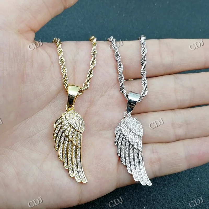 Trendy Iced Out Solid Gold Feather Hip Hop Pendant hip hop jewelry CustomDiamJewel