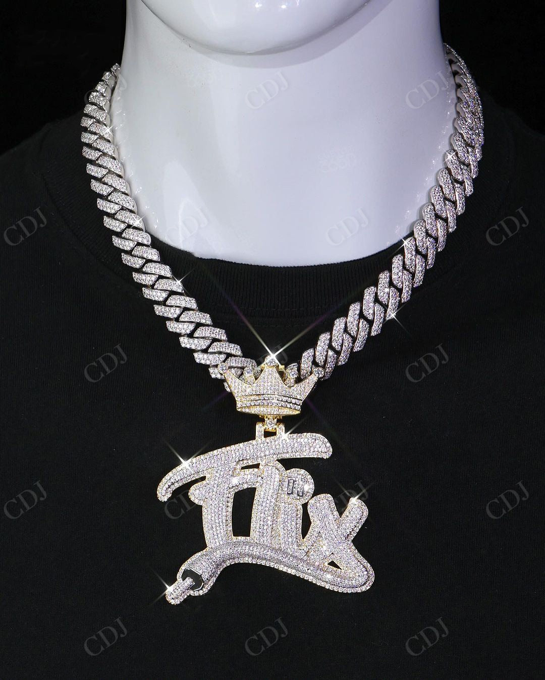 Iced Out Diamond Letter Pendant hip hop jewelry CustomDiamJewel   