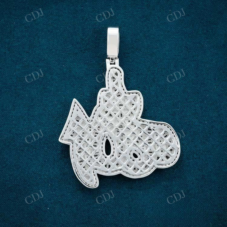 Baguette And Round Cut Diamond Allah Pendant  customdiamjewel   