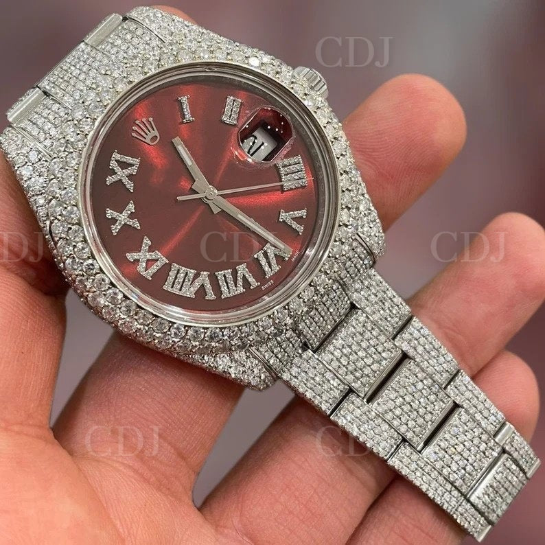 Men's Hip Hop Fully Iced Out Natural Diamond Mechanical Watch Fashion Personality New 2023 Men Watches Ice Arabic Dial Watches  customdiamjewel   