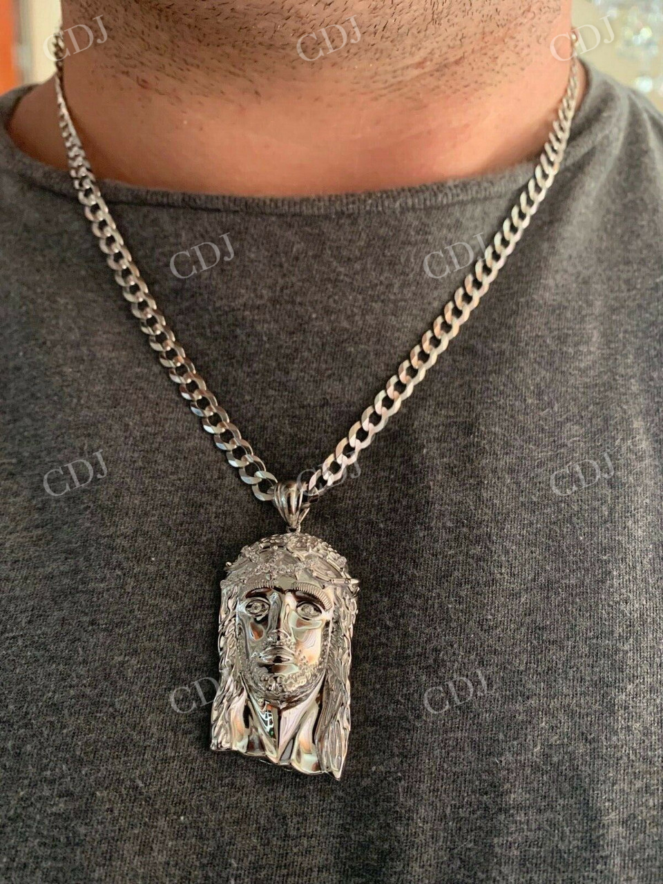 925 Sterling Silver Jesus Diamond Pendant  customdiamjewel   