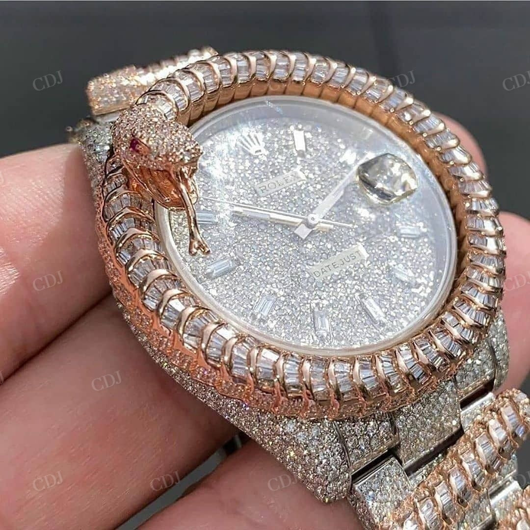 Rolex Shank Rose Gold Plated Diamond Watch  customdiamjewel   