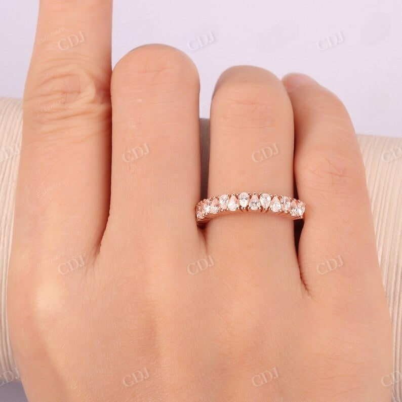 0.96CT Pear Shaped Real Diamond Vintage Wedding Band  customdiamjewel   