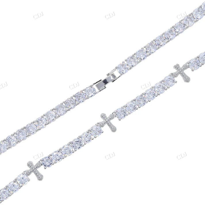 4mm Diamond Cross Stationed Tennis Chain hip hop jewelry CustomDiamJewel