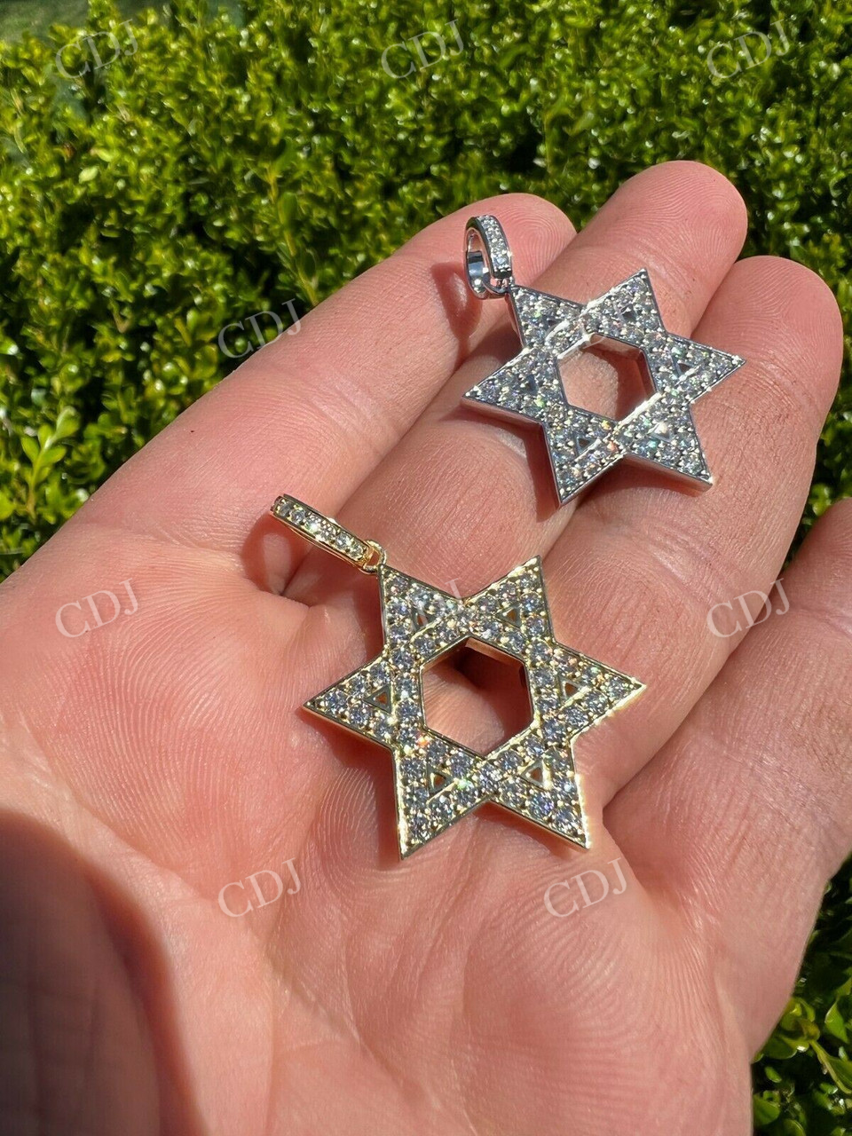 Gold Diamond Star Of David Pendant  customdiamjewel   