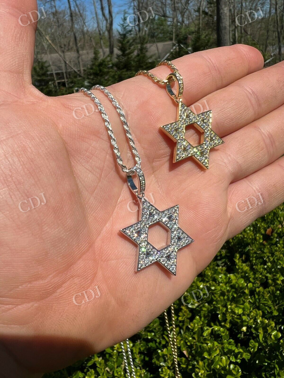 Gold Diamond Star Of David Pendant  customdiamjewel   