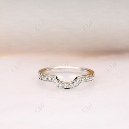 0.26CT Round Natural Diamond Curved Wedding Band  customdiamjewel 10 KT Solid Gold White Gold VVS-EF