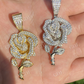 Ladies Solid Gold Rose Flower Iced Hip Hop Pendant  customdiamjewel   