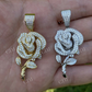 Ladies Solid Gold Rose Flower Iced Hip Hop Pendant  customdiamjewel   