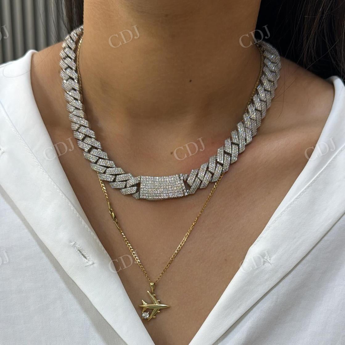 925 Streling Silver VVs Moissanite Diamond Cuban link Chain hip hop jewelry CustomDiamJewel   