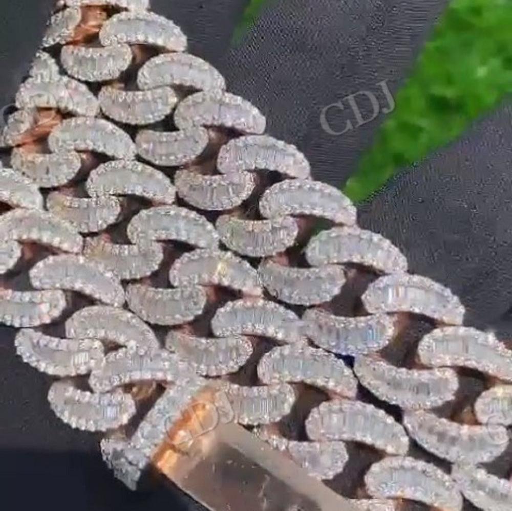 14K Rose Gold Cuban Link Chain hip hop jewelry customdiamjewel   