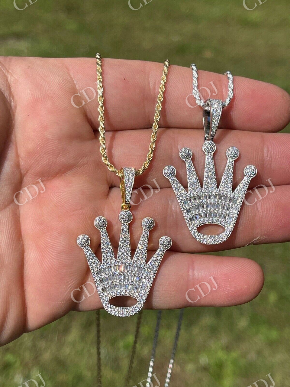 Gold Hip Hop King Crown Pendant  customdiamjewel   