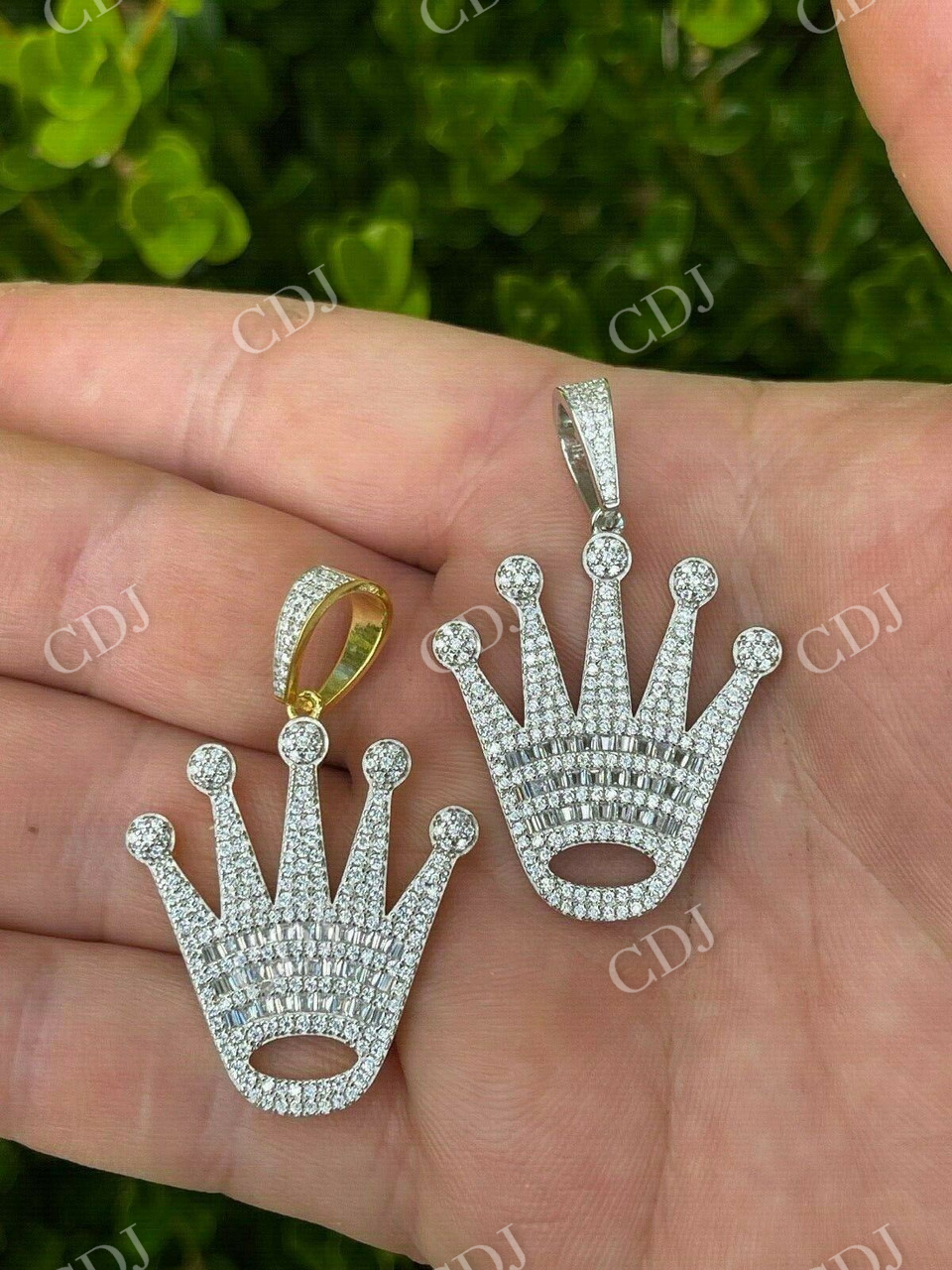 Gold Hip Hop King Crown Pendant  customdiamjewel   