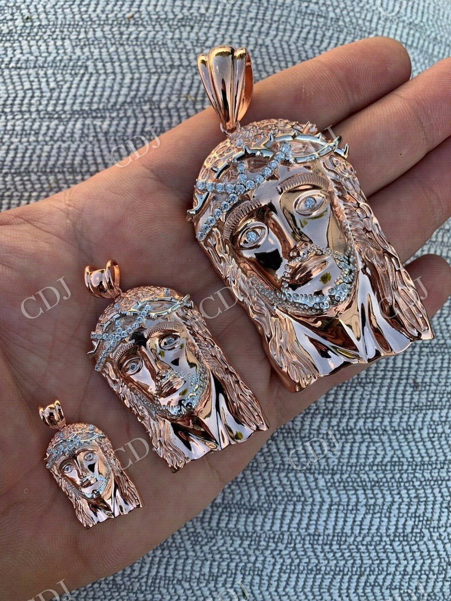 14k Rose Gold Finish Jesus Piece ITALY Pendant  customdiamjewel   