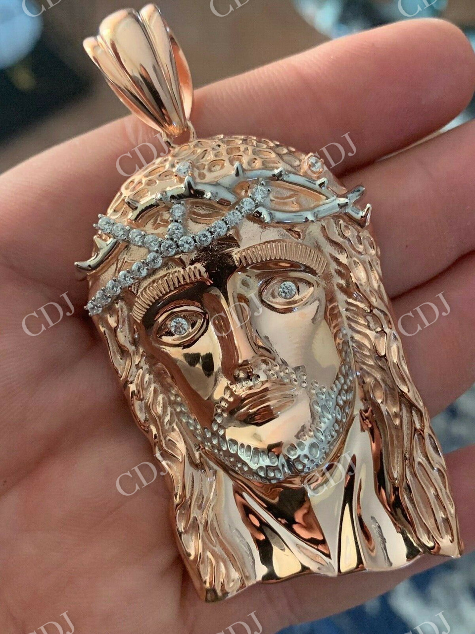 14k Rose Gold Finish Jesus Piece ITALY Pendant  customdiamjewel   