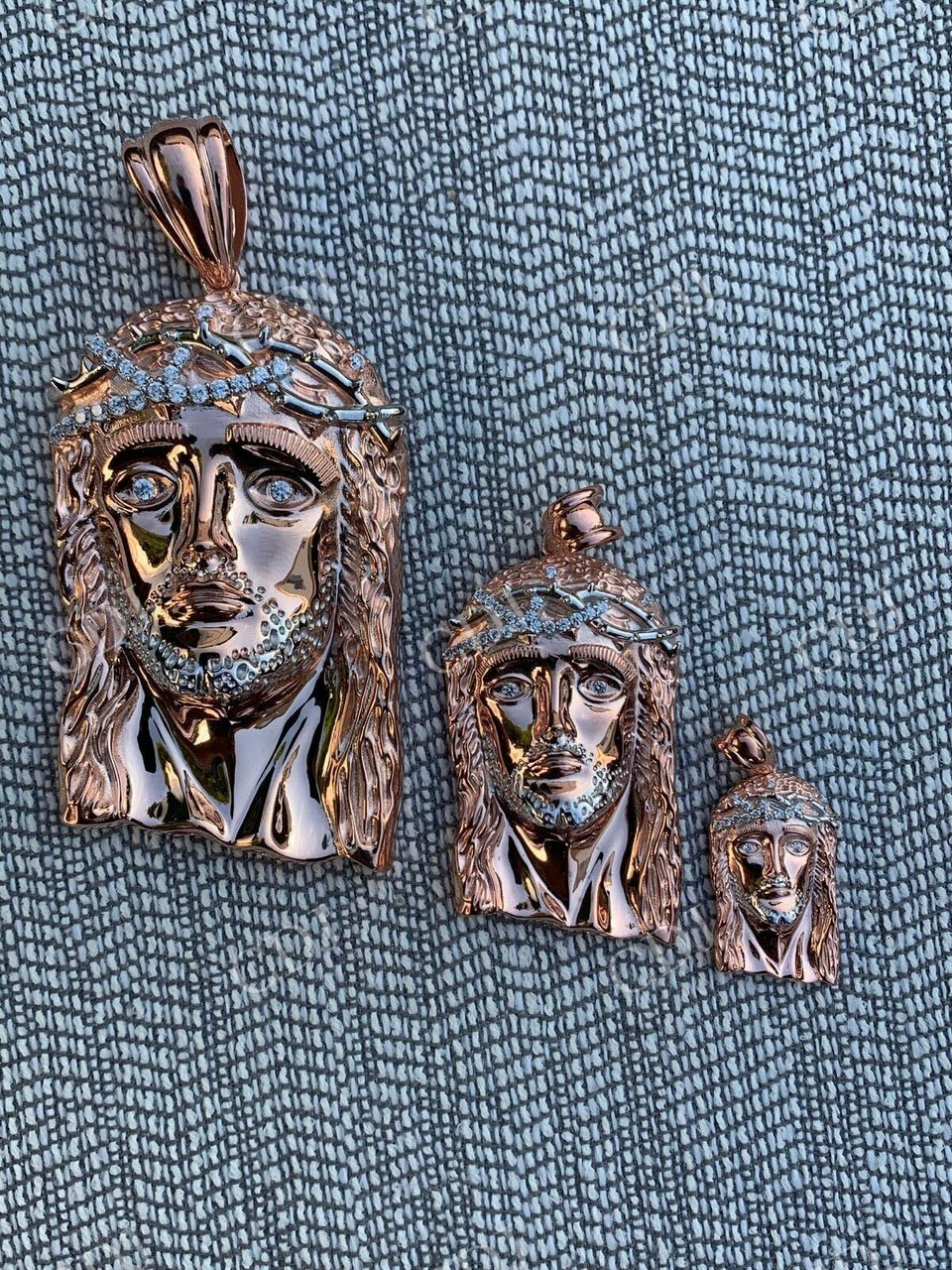 14k Rose Gold Finish Jesus Piece ITALY Pendant  customdiamjewel   