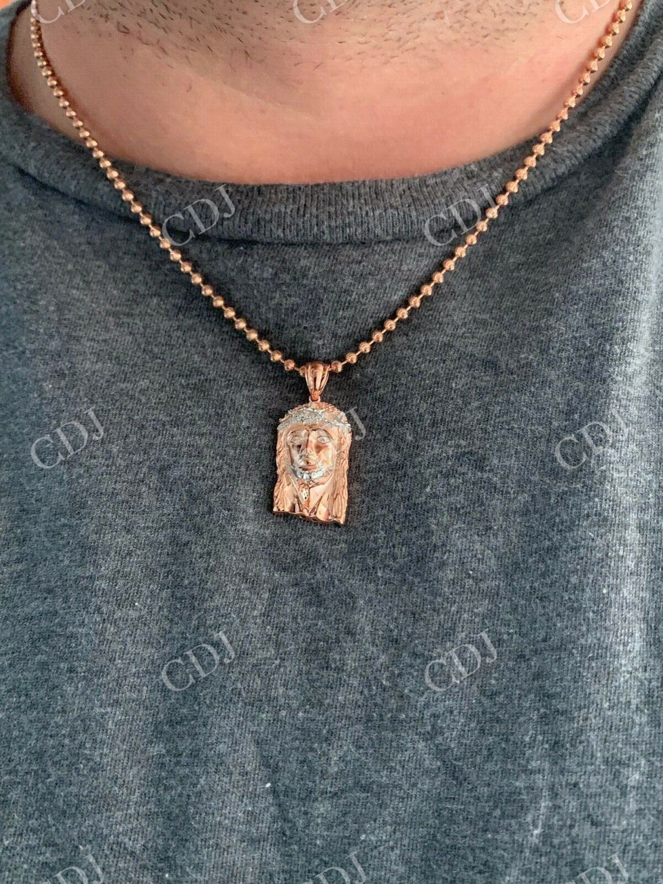 14k Rose Gold Finish Jesus Piece ITALY Pendant  customdiamjewel   