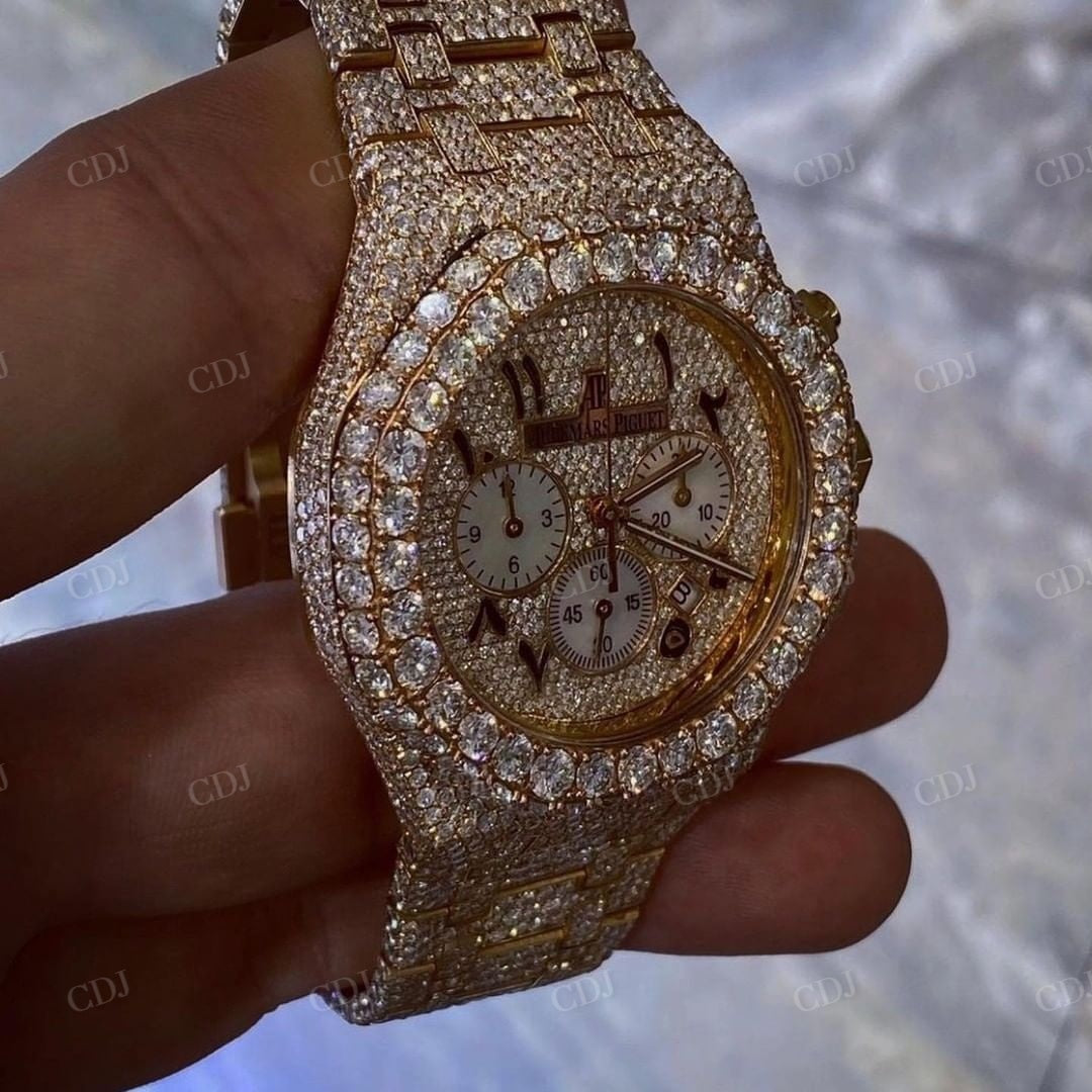 Gold Plated Fully Diamond Audemars Piguet Watch  customdiamjewel   