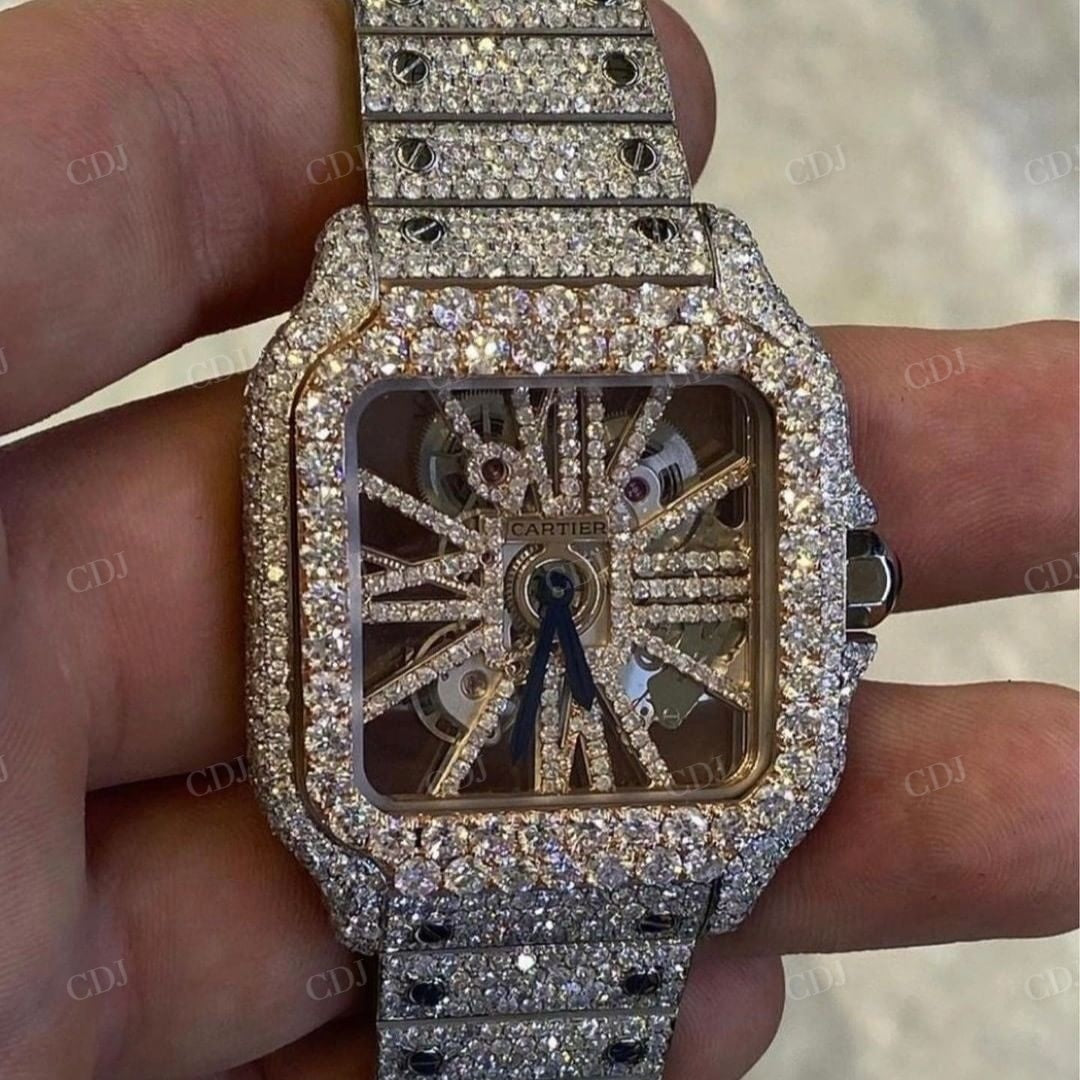 Cartier Skeleton Diamond Iced Out Watch  customdiamjewel   