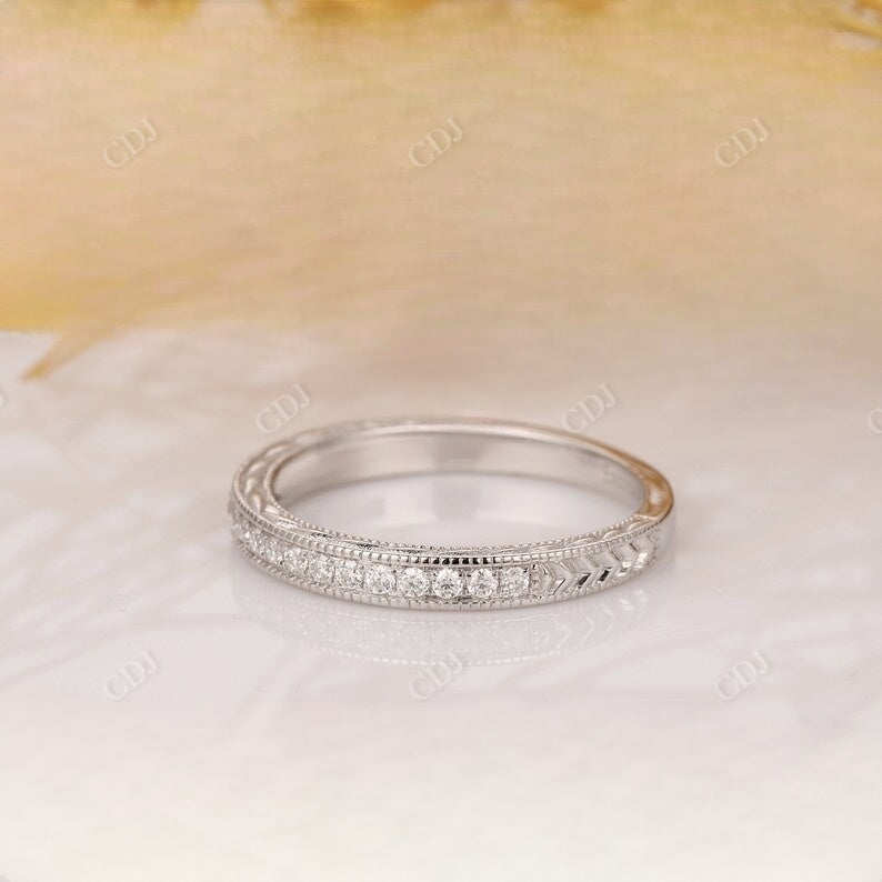 Milgrain Round Cut Lab Grown Diamond Wedding Band Wedding Band customdiamjewel   