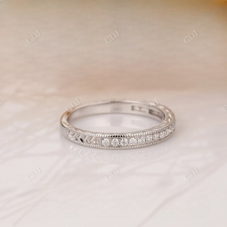 Milgrain Round Cut Lab Grown Diamond Wedding Band Wedding Band customdiamjewel   