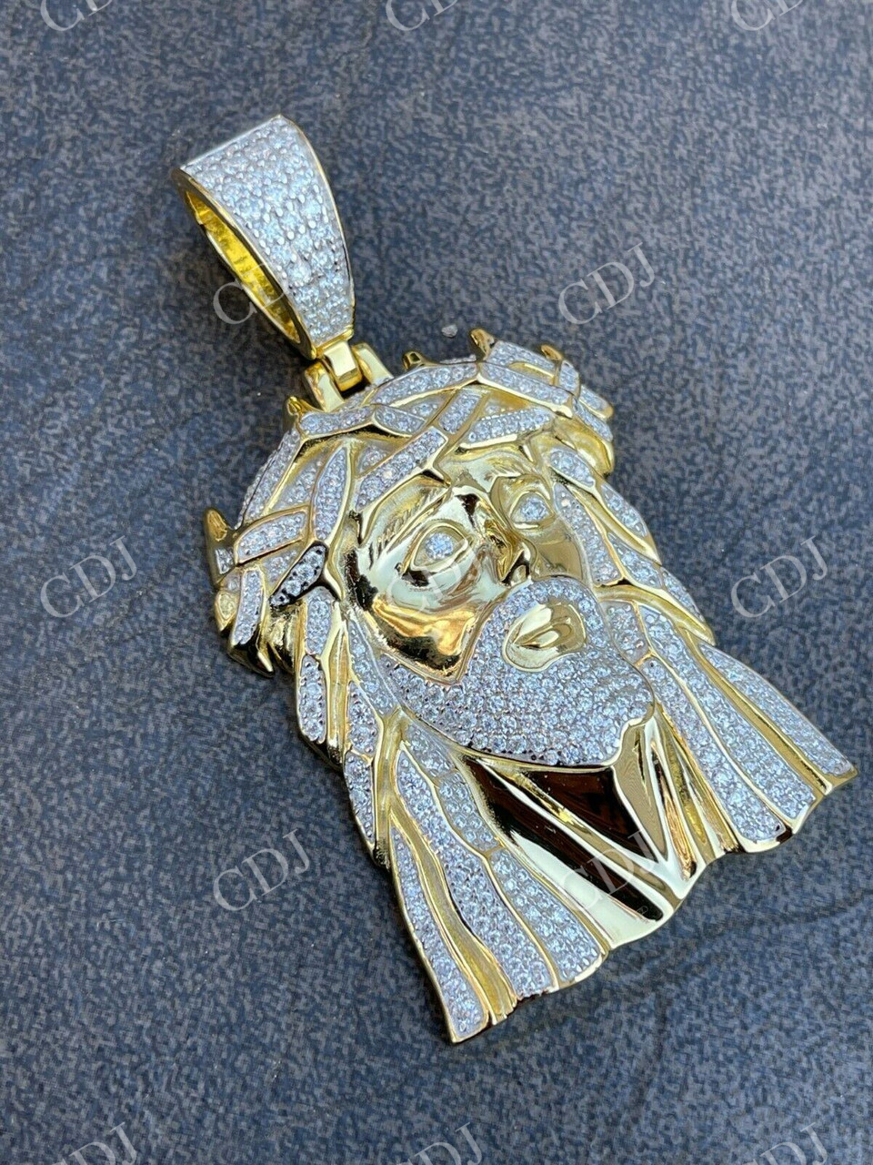 14K Gold Diamond old Jesus Piece Pendant  customdiamjewel   