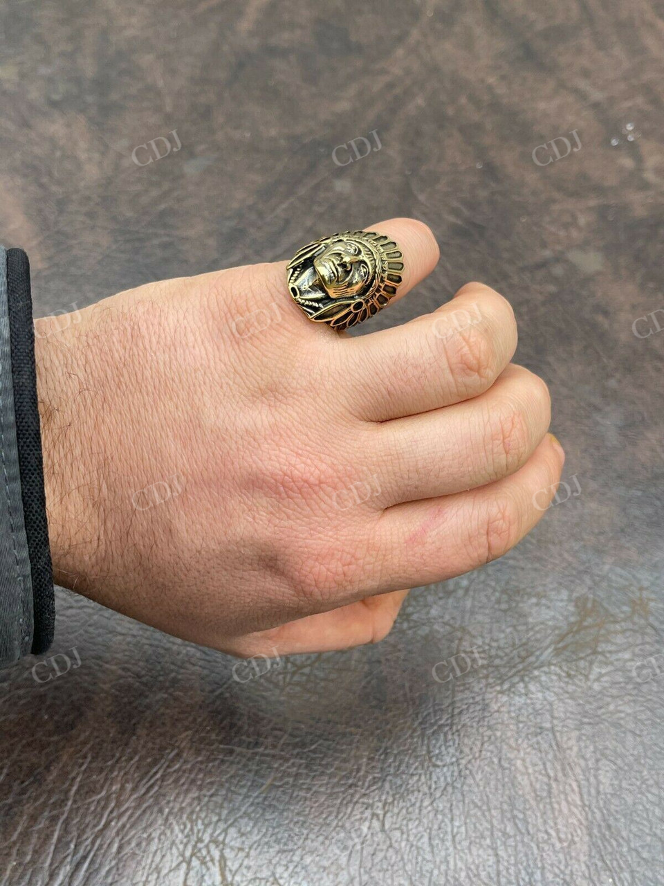 18K Gold Indian Head Chief Hip Hop Ring  customdiamjewel   