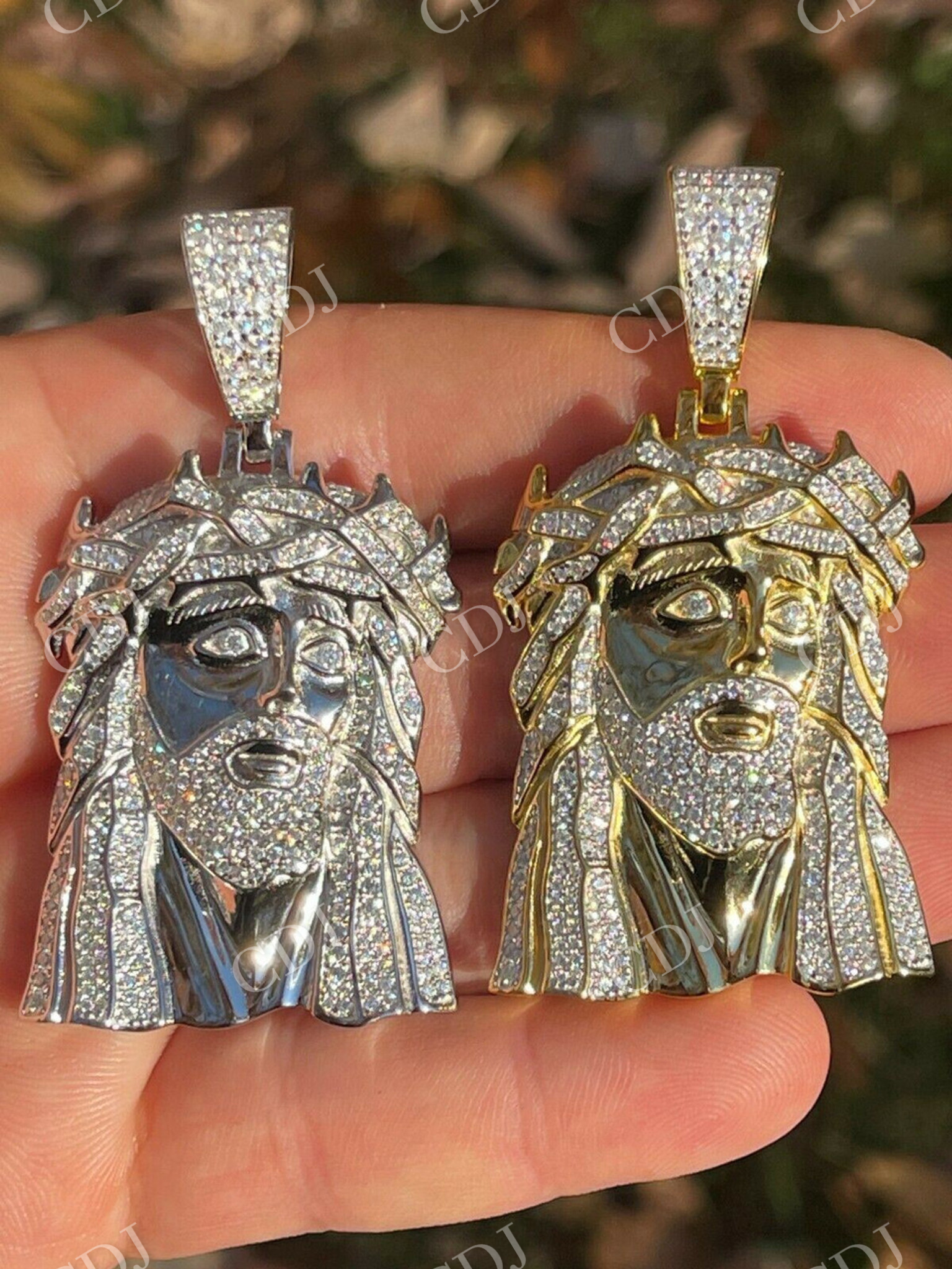 14K Gold Diamond old Jesus Piece Pendant  customdiamjewel   