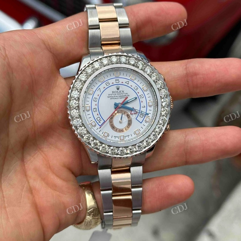 42mm Rolex Master Two Tone Bezel Set Iced Out Diamond Bezel  customdiamjewel   