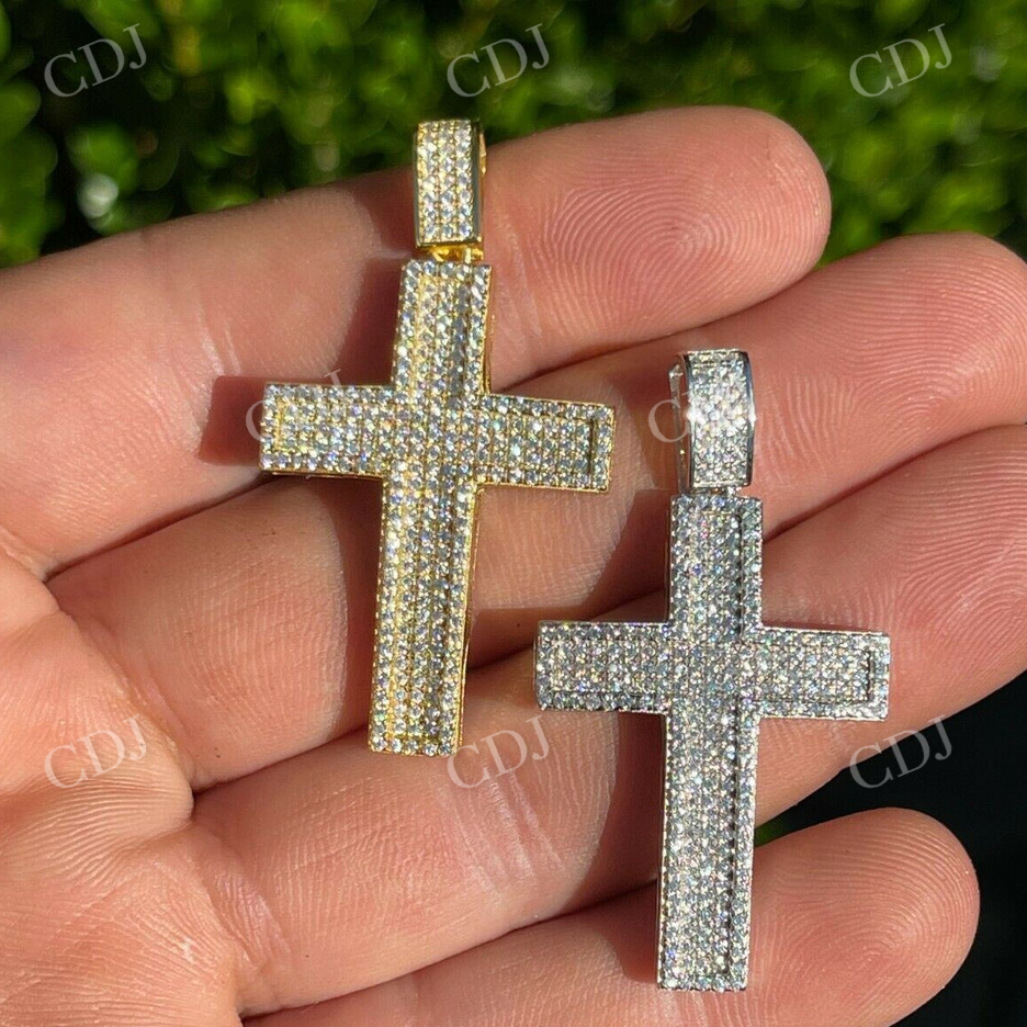 14K Gold Moissanite Cross Pendant For Men  customdiamjewel   