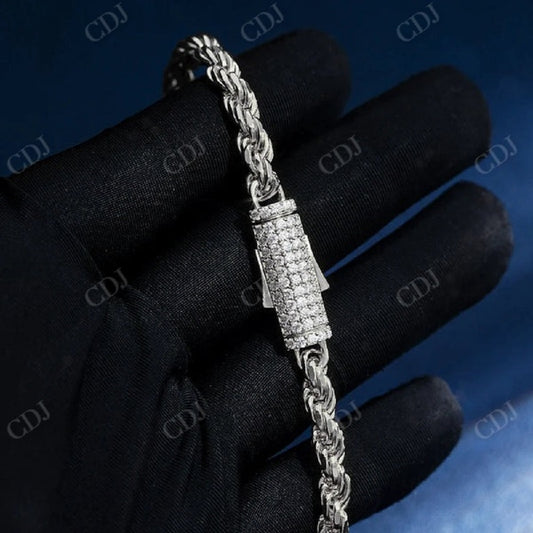 5mm Rope Mossanite Clasp Bracelet  CustomDiamJewel   