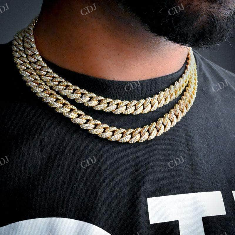 Antique Solid Gold Iced Out Diamond Cuban Chain  customdiamjewel   