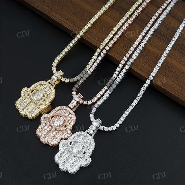 Fully Iced Diamond Hip Hop Hamsa Pendant  customdiamjewel   