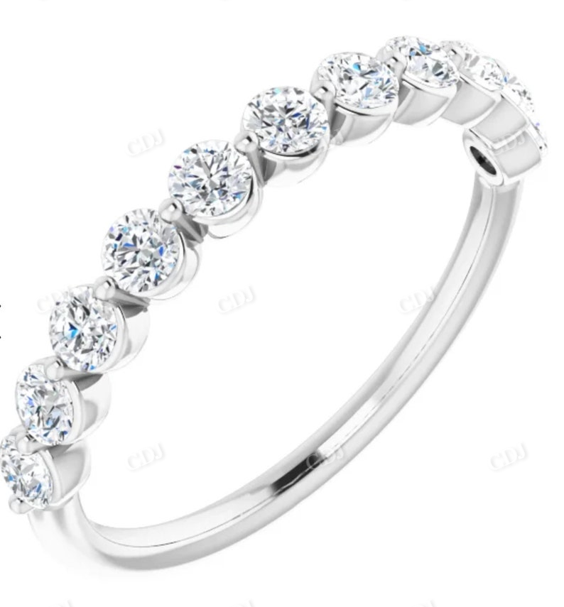 Half Eternity Single Prong Diamond Wedding Band  customdiamjewel   