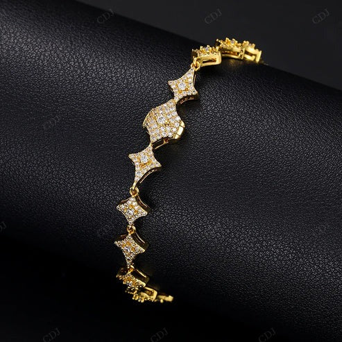 Personalized 10K Solid Gold Natural diamond Star Bracelet hip hop jewelry CustomDiamJewel