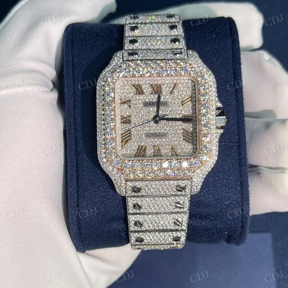 Round Diamond Cartier Handmade Custom Watch  customdiamjewel   