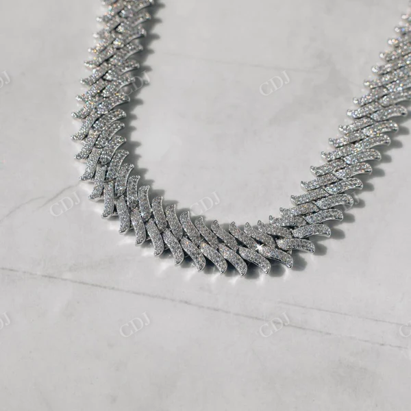 Custom Diamond Spiked Cuban Chain Necklace  customdiamjewel   