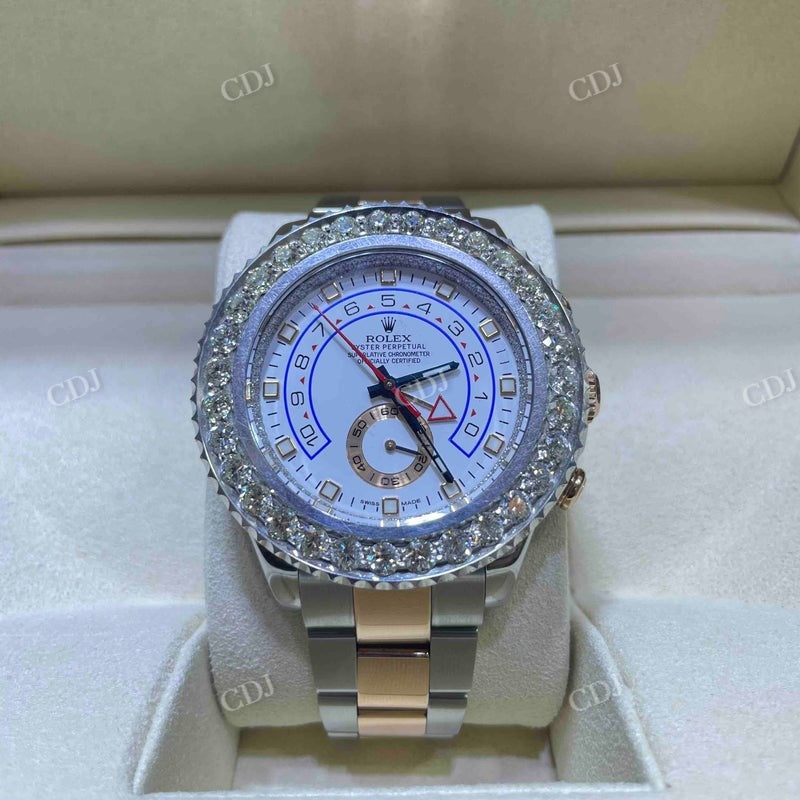 42mm Rolex Master Two Tone Bezel Set Iced Out Diamond Bezel  customdiamjewel   