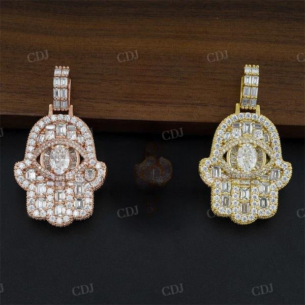 Fully Iced Diamond Hip Hop Hamsa Pendant  customdiamjewel   